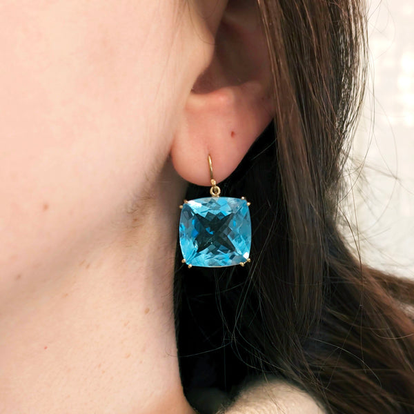 Blue Topaz Flower Earrings - Eve Bari Hats