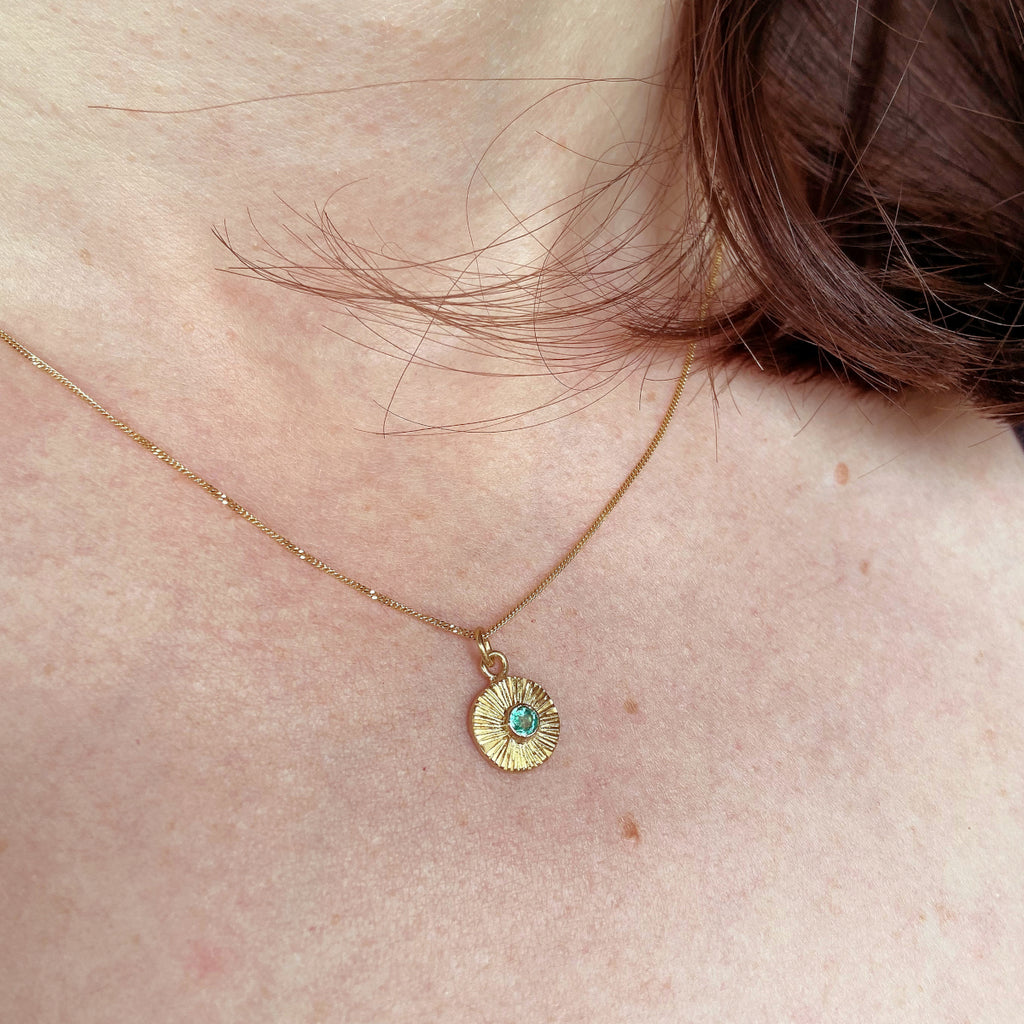 SUNRAY SOLID GOLD PENDANT, HAND ENGRAVED (made-to-order) - Marina Mura