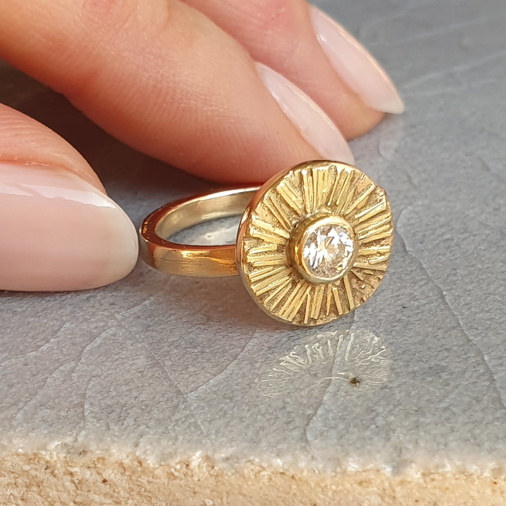 DIAMOND SUNRAY ENGAGEMENT RING (made-to-order) - Marina Mura
