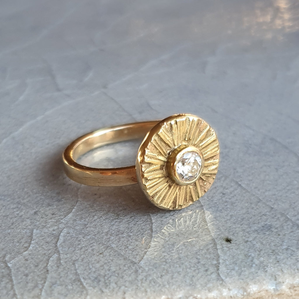 DIAMOND SUNRAY ENGAGEMENT RING (made-to-order) - Marina Mura
