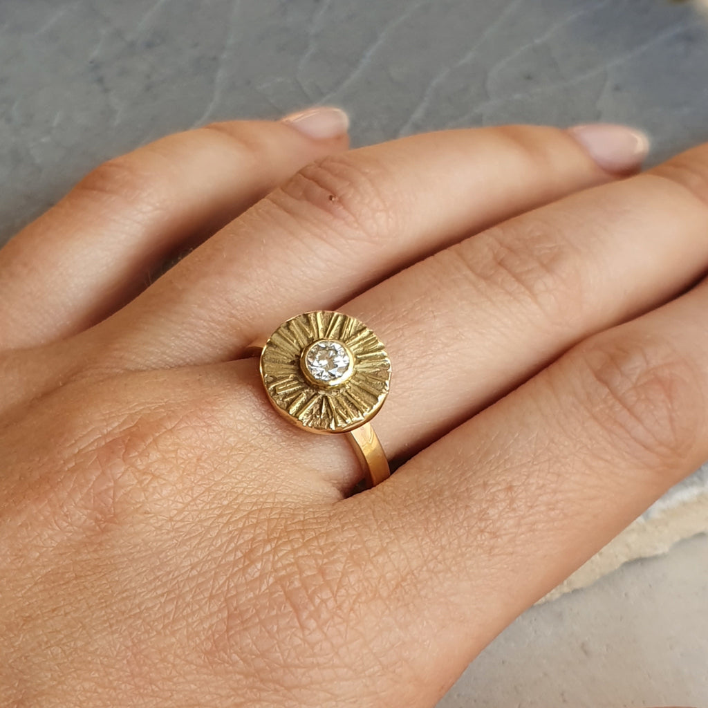 DIAMOND SUNRAY ENGAGEMENT RING (made-to-order) - Marina Mura