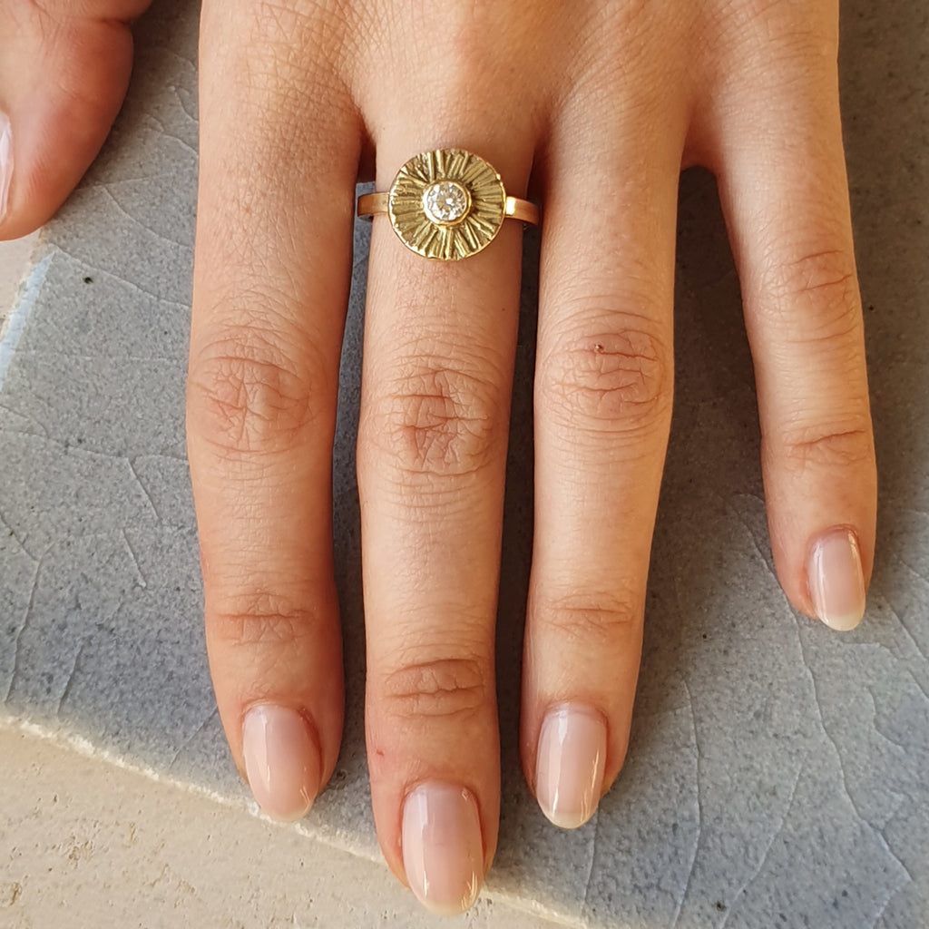 DIAMOND SUNRAY ENGAGEMENT RING (made-to-order) - Marina Mura
