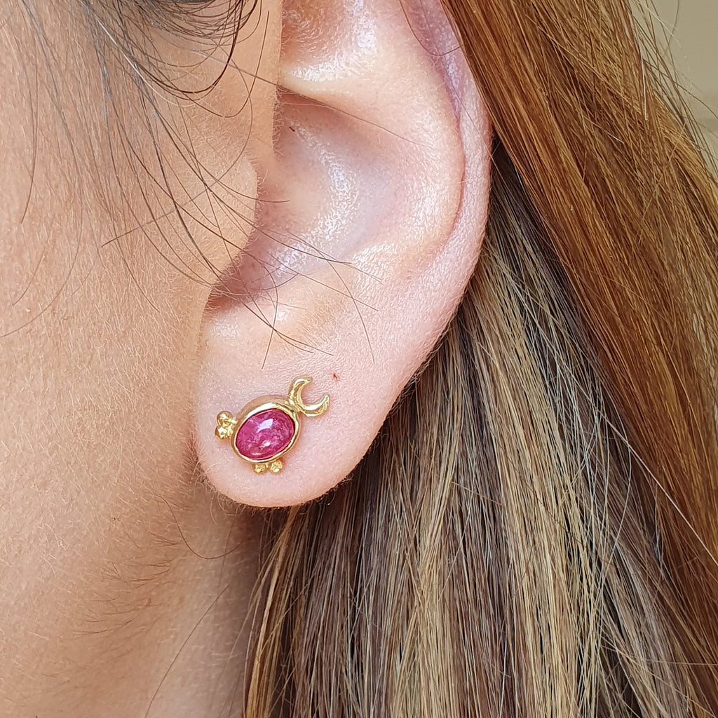 RUBY BEETLE STUD 1.1 (one-of-a-kind) - Marina Mura