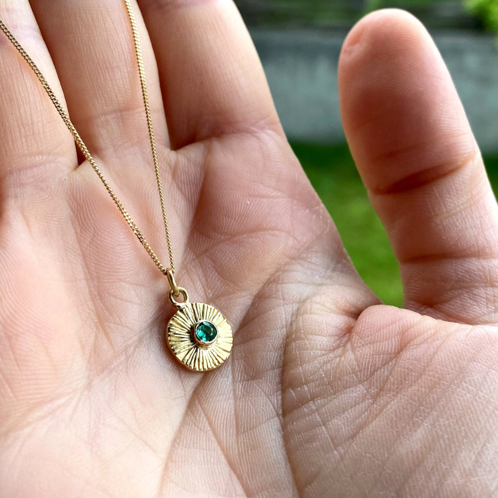 SUNRAY SOLID GOLD PENDANT, HAND ENGRAVED (made-to-order) - Marina Mura