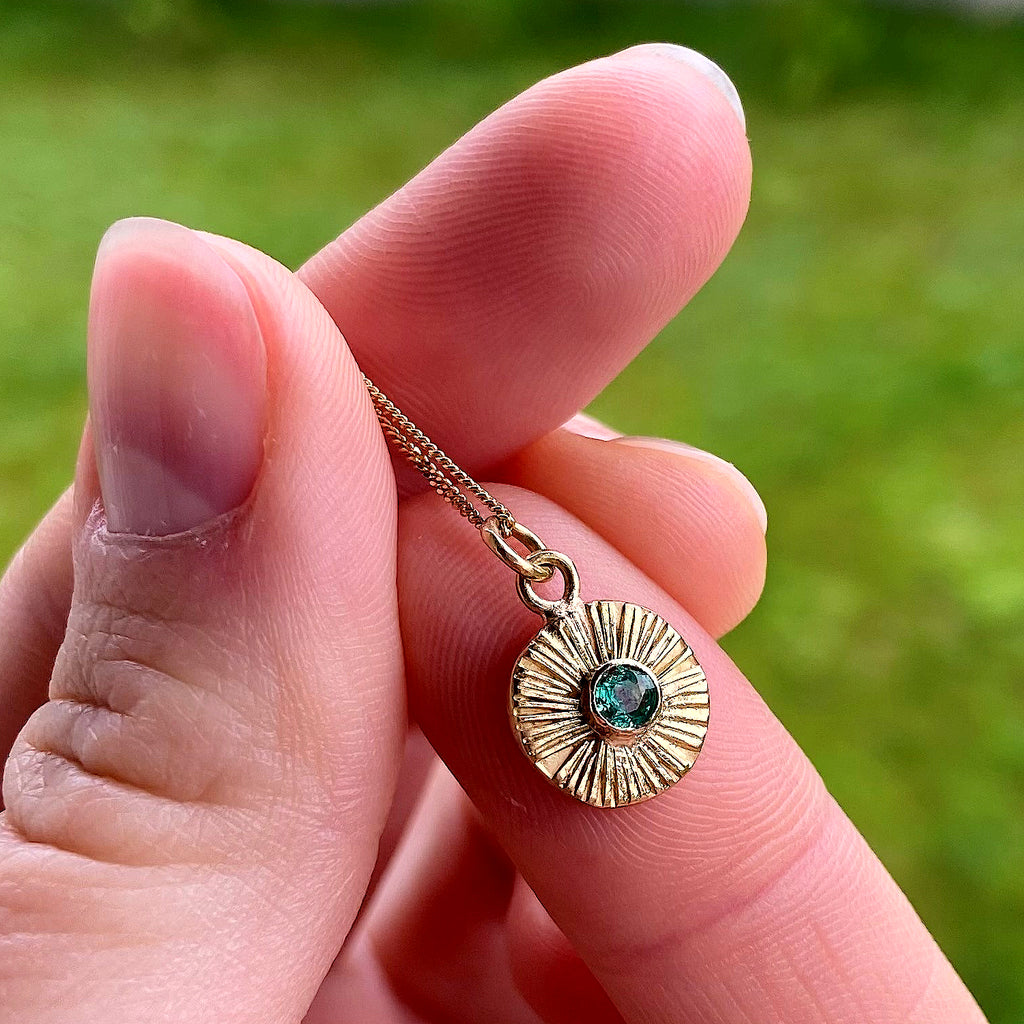 SUNRAY SOLID GOLD PENDANT, HAND ENGRAVED (made-to-order) - Marina Mura