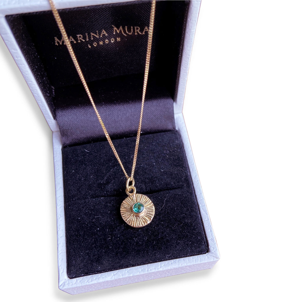 SUNRAY SOLID GOLD PENDANT, HAND ENGRAVED (made-to-order) - Marina Mura