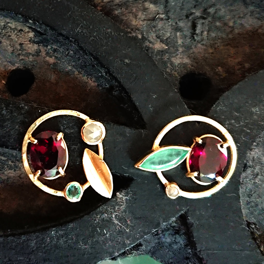JARDIN RHODOLITE EARRINGS  (one-of-a-kind) - Marina Mura