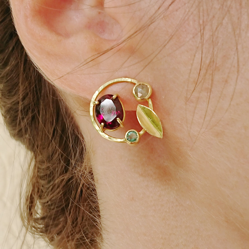 JARDIN RHODOLITE EARRINGS  (one-of-a-kind) - Marina Mura