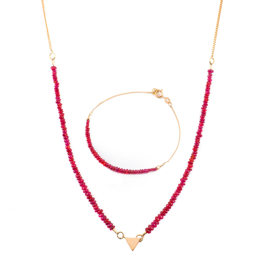 NATURAL RUBY NECKLACE & BRACELET SET - Marina Mura